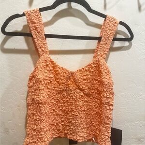 Lulu's Vibrant Orange Textured Crop Top
